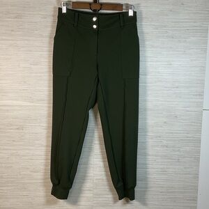 Derek Lam 10 Crosby Knit Front Seam Forest Green Jogger Pants Small
